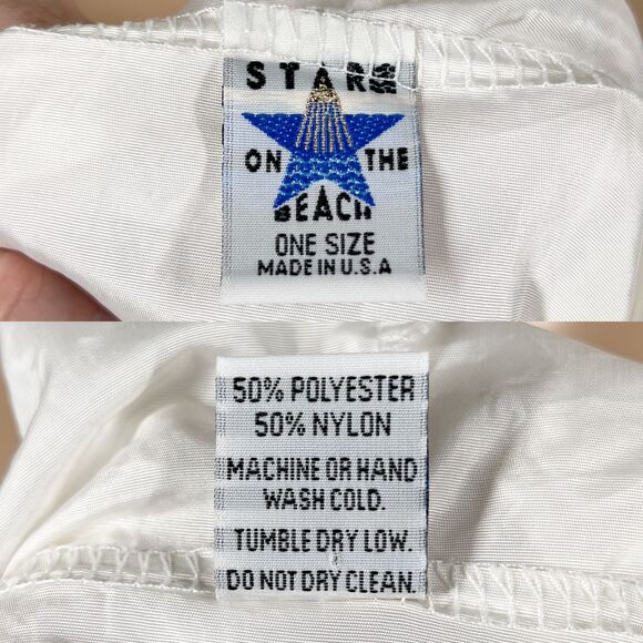 Vintage 90s Star On The Beach Unisex One Size White USA Flag Windbreaker Hoodie - Picture 7 of 9